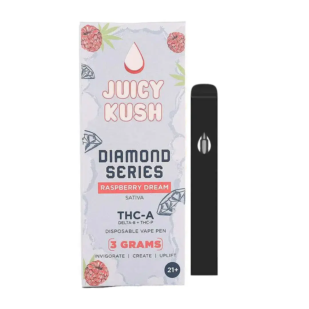 [Q-4257-08] JUICY KUSH 1G Disposable THC-A 5PK a Box (Raspberry Cough)