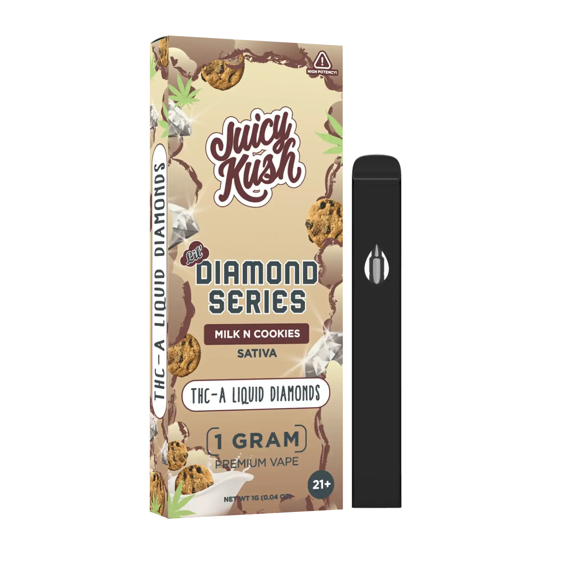 [Q-4257-12] JUICY KUSH 1G Disposable THC-A 5PK a Box (Milk N Cookies)