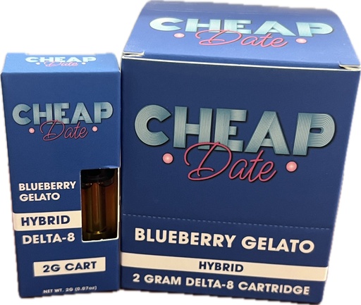 [Q-4734-05] CHEAP DATE 2G DELTA 8 CARTRIDGE 10PK DISPLAY (BLUEBERRY GELATO-HYBRID)