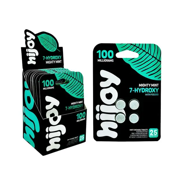 [Q-4739-02] 7-Hydroxie Hijoy with Pseudo 25mg 2CT Chewable tablets 20PK (MIGHTY MINT)