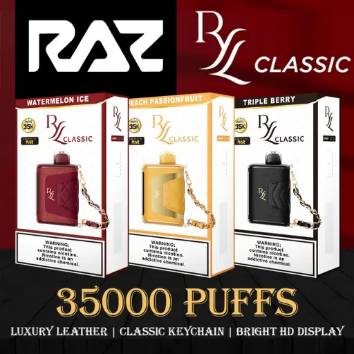 [Q-4742-01] RAZ RYL CLASSIC 35K PUFF DISPO (SOUR STRAWBERRY)