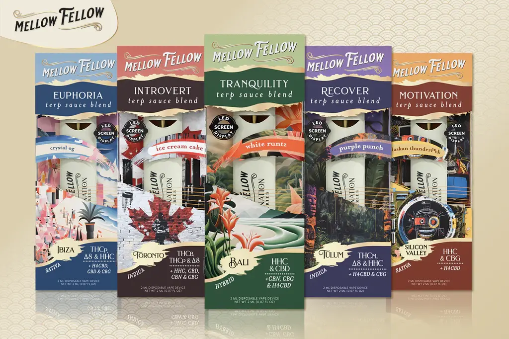 [T-1267-07] MELLOW FELLOW 2ML TERP SAUCE Cartridge 6PK a Box (Blue Razz Slushie (Indica Dom))