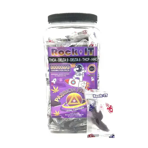 [Q-4791-03] ROCK IT GUMMIES 1200MG PER PC 70CT JAR THC-P/HHC/D8-9 (Passion Fruit)
