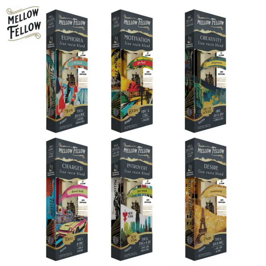 [Q-4794-01] Mellow Fellow 1ML Disposable Live Resin 6PK a Box (Granddaddy Purp)