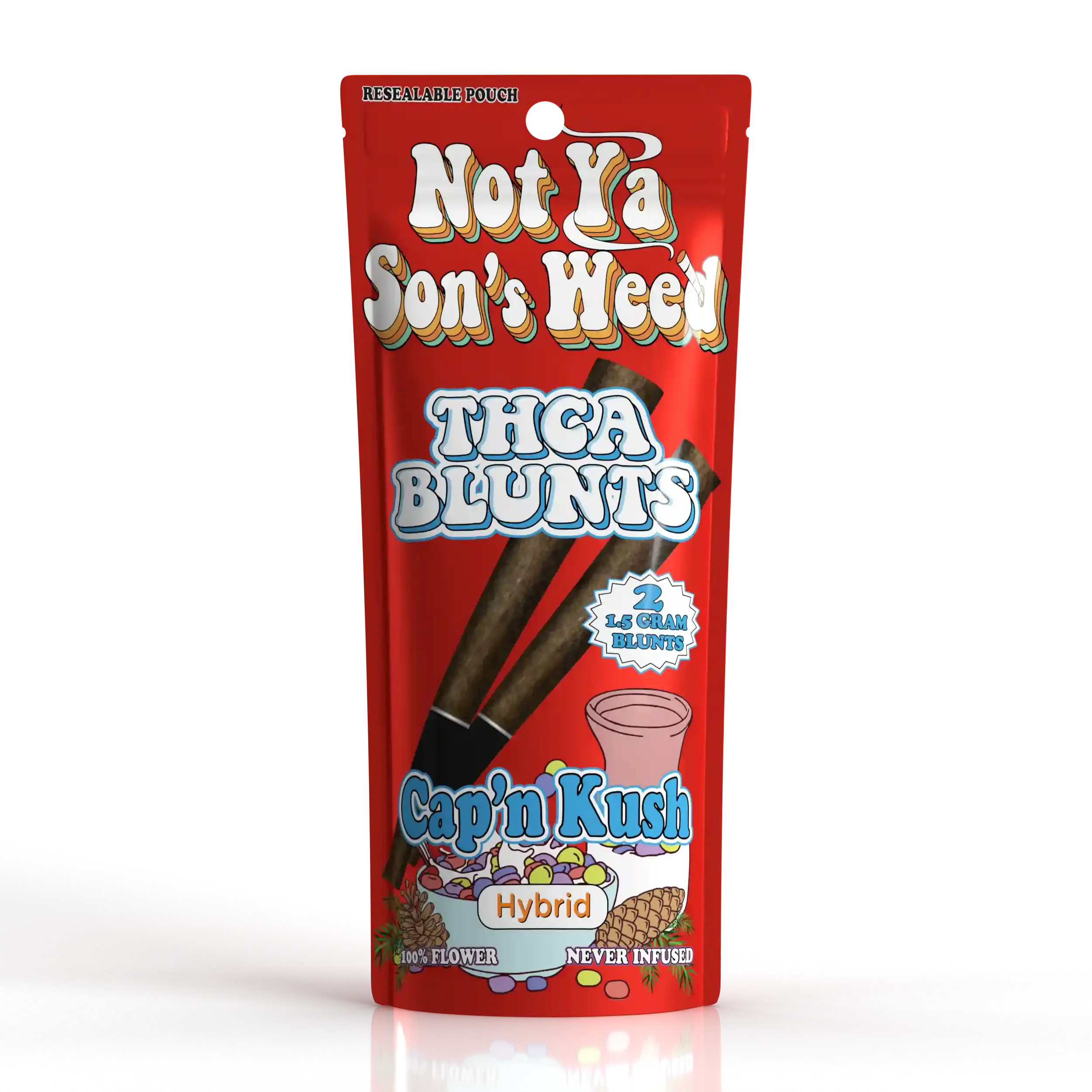 [Q-4796-05] NOT YA SON'S WEED 2PC THCA BLUNT 10PK DISPLAY (CAP'N KUSH (Hybrid))