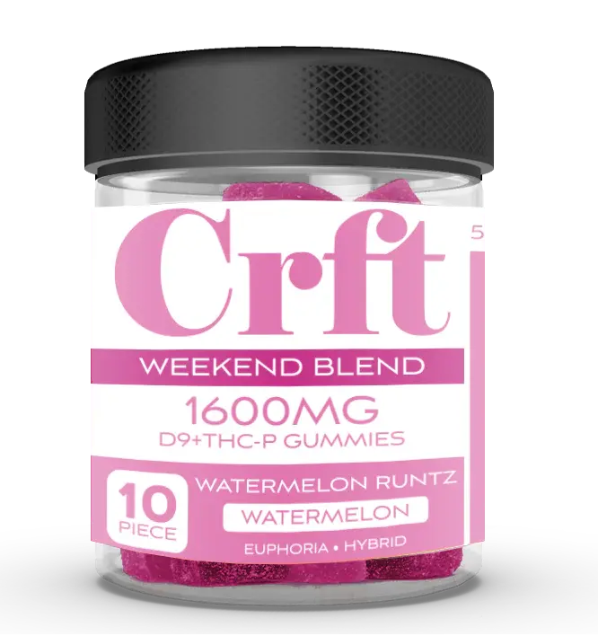 [Q-4804-03] CRFT 10 X 160MG D9 + THC-P jar  GUMMIES (WATERMELON RUNTZ)