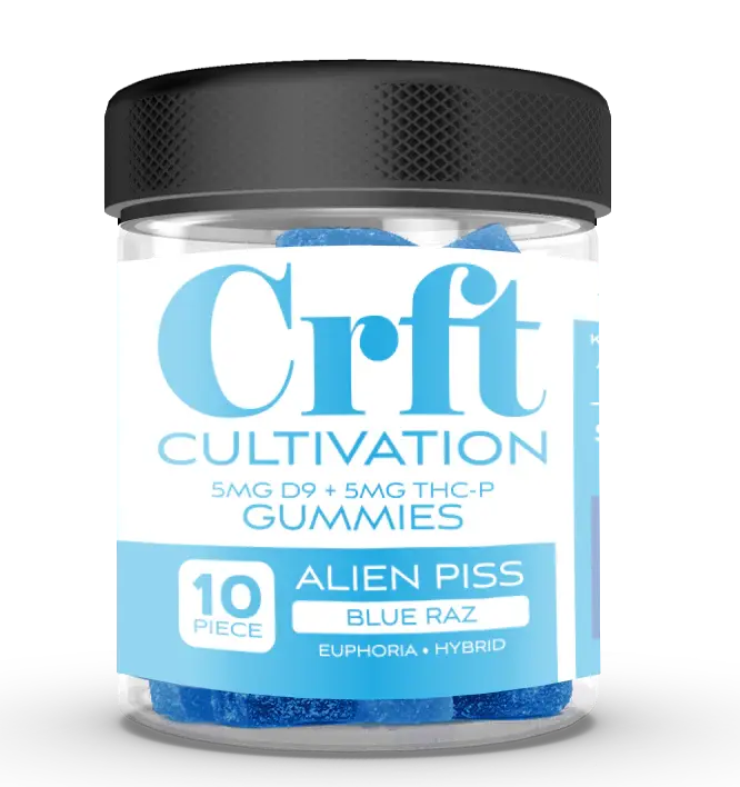 [Q-4805-02] CRFT 10 X 10MG D9 + THC-P jar  GUMMIES (Alien Piss)