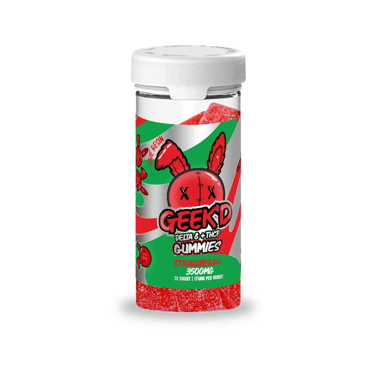 [Q-4806-02] Geek'D Gummy 3500MG jar D8+THCP (Strawberry)