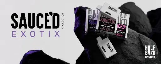 [Q-4816-04] Half Bak'd Live Resin SAUCE'D EXOTIX THC-P 4G Disposables 5 Pack a Box (Peach Ringz)