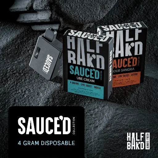 [Q-4817-04] Half Bak'd Live Resin SAUCE'D THC-P 4G Disposables - 5 Pack (Pink Picasso Hybrid)