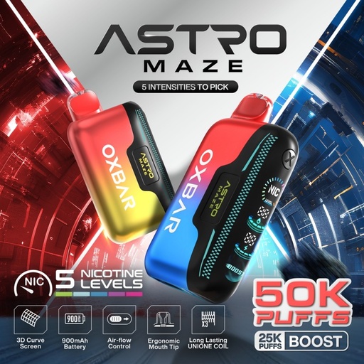 [Q-4820-01] OXBAR Astro Maze 50K Disposable 100ML 5PK (Blue Razzle Pop)