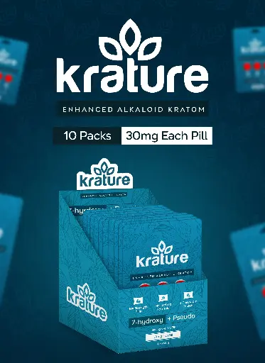 [Q-4826-01] Krature 7-Hydroxy + Pseudo 30MG Extra Strength 3PK 10Pk a box (Blue Razz)