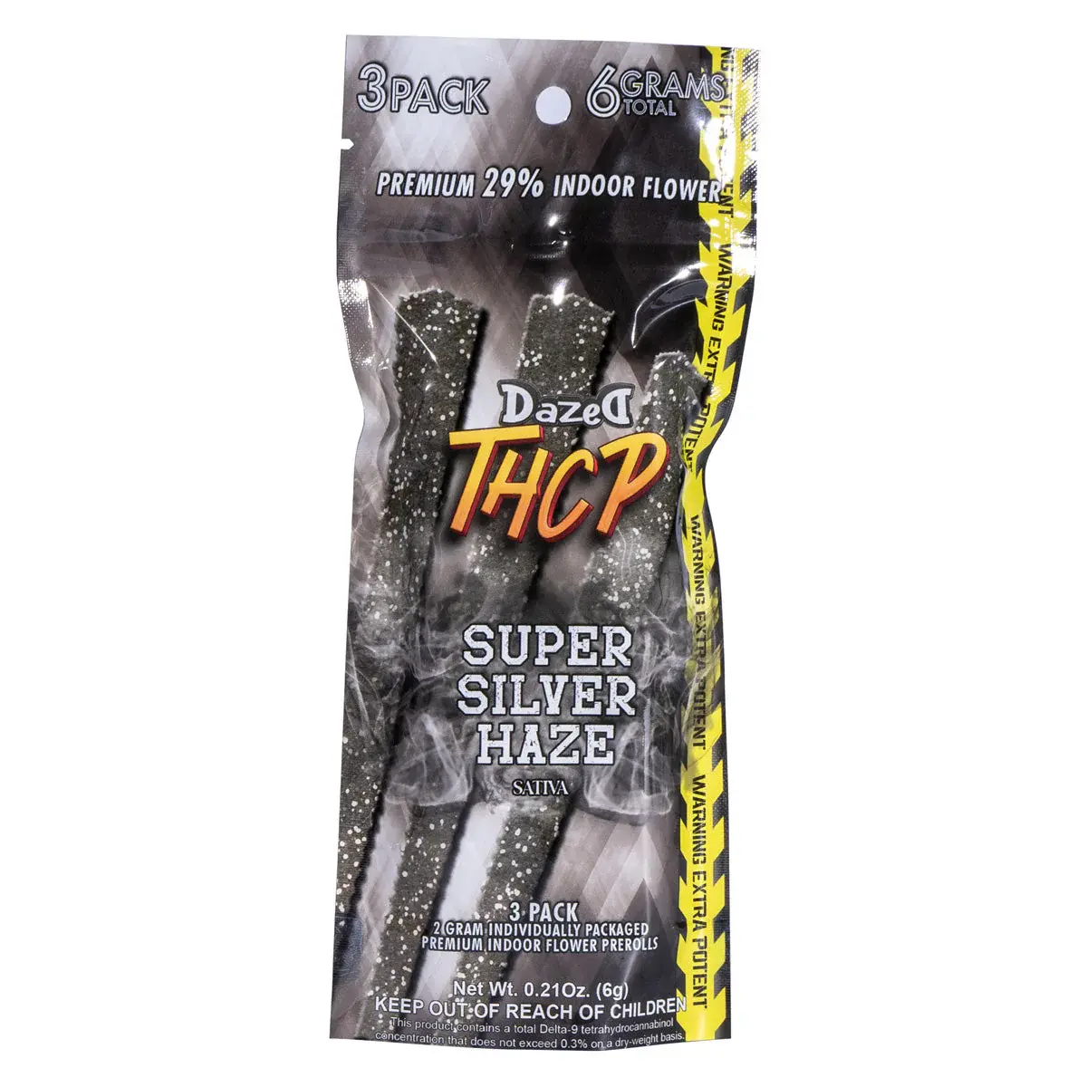 [Q-4834-02] Dazed PreRoll 3PK 2G (Total 6G) THC-P 8CT A Box (Super Silver Haze)