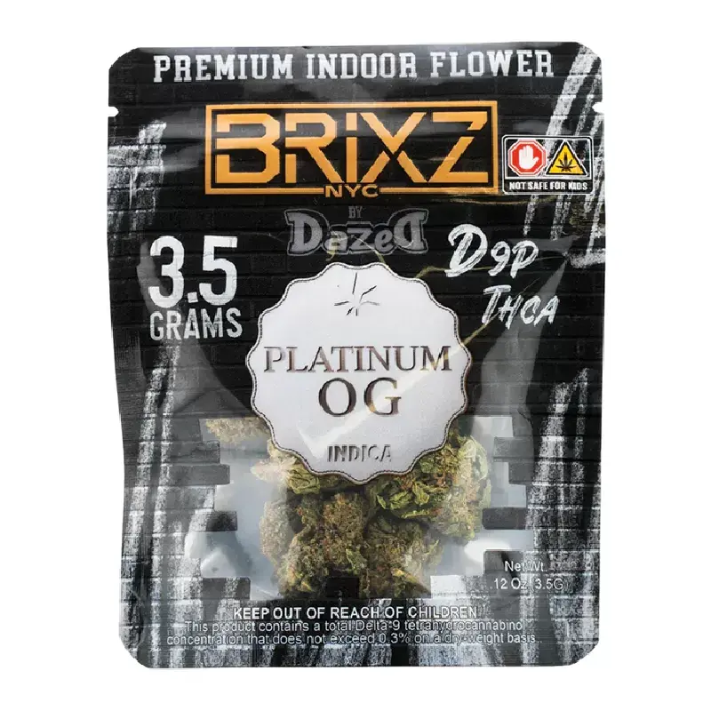 [Q-4836-01] Brixz Flower 3.5G THC-A D9P  10Ct a Box (Platinum OG (Indica))
