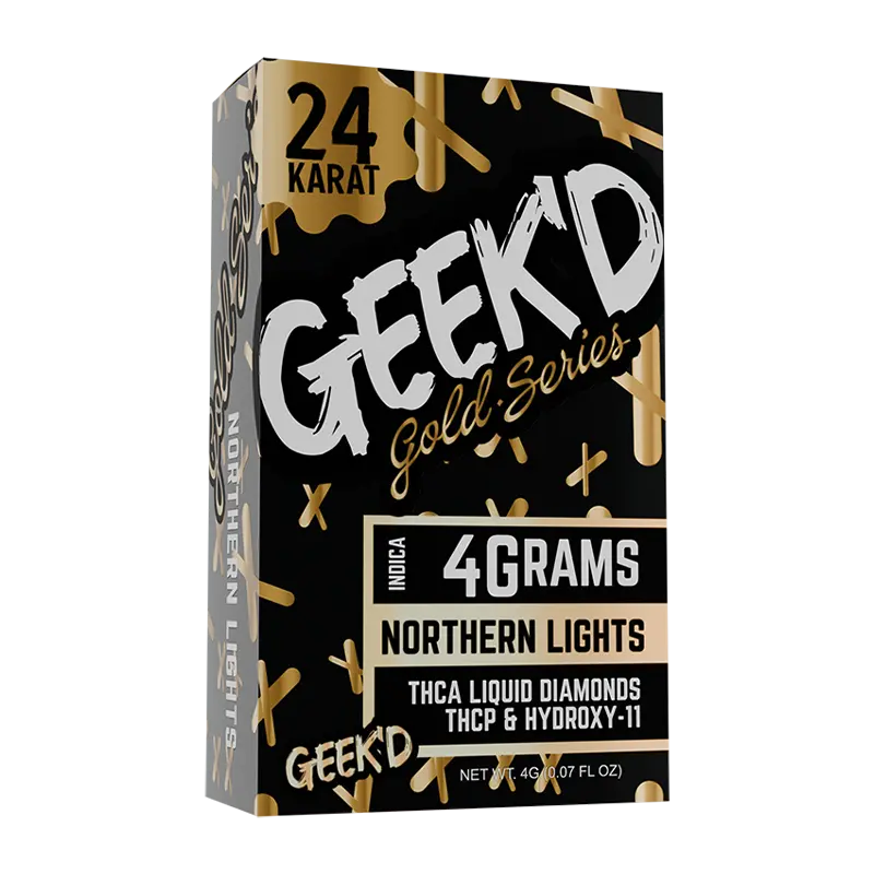 [T-1305-03] GEEK’D EXTRACTS GOLD SERIES 4 GRAM DISPOSABLE 5PK (NORTHERN LIGHTS – INDICA)
