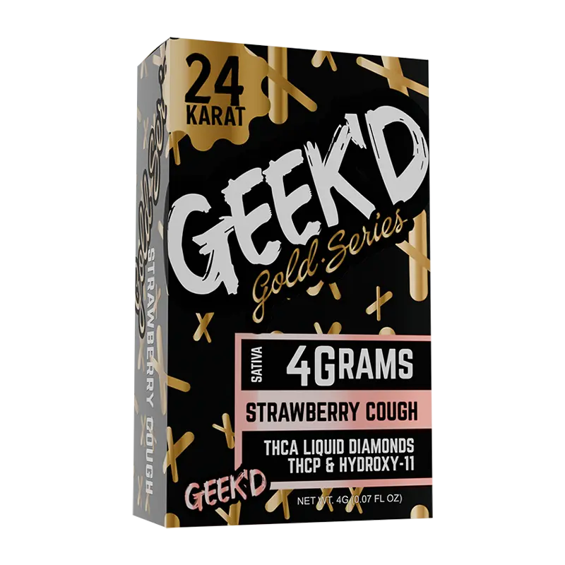 [T-1305-04] GEEK’D EXTRACTS GOLD SERIES 4 GRAM DISPOSABLE 5PK (STRAWBERRY COUGH – SATIVA)