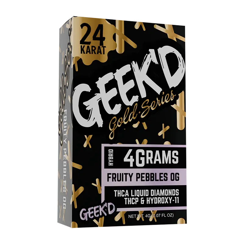 [T-1305-06] GEEK’D EXTRACTS GOLD SERIES 4 GRAM DISPOSABLE 5PK (FRUITY PEBBLES OG – HYBRID)