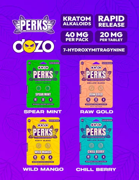 [Q-4568-05] DOZO PERKS 2CT 40MG 7-HYDROXYMITRAGYNINE (CHERRY)