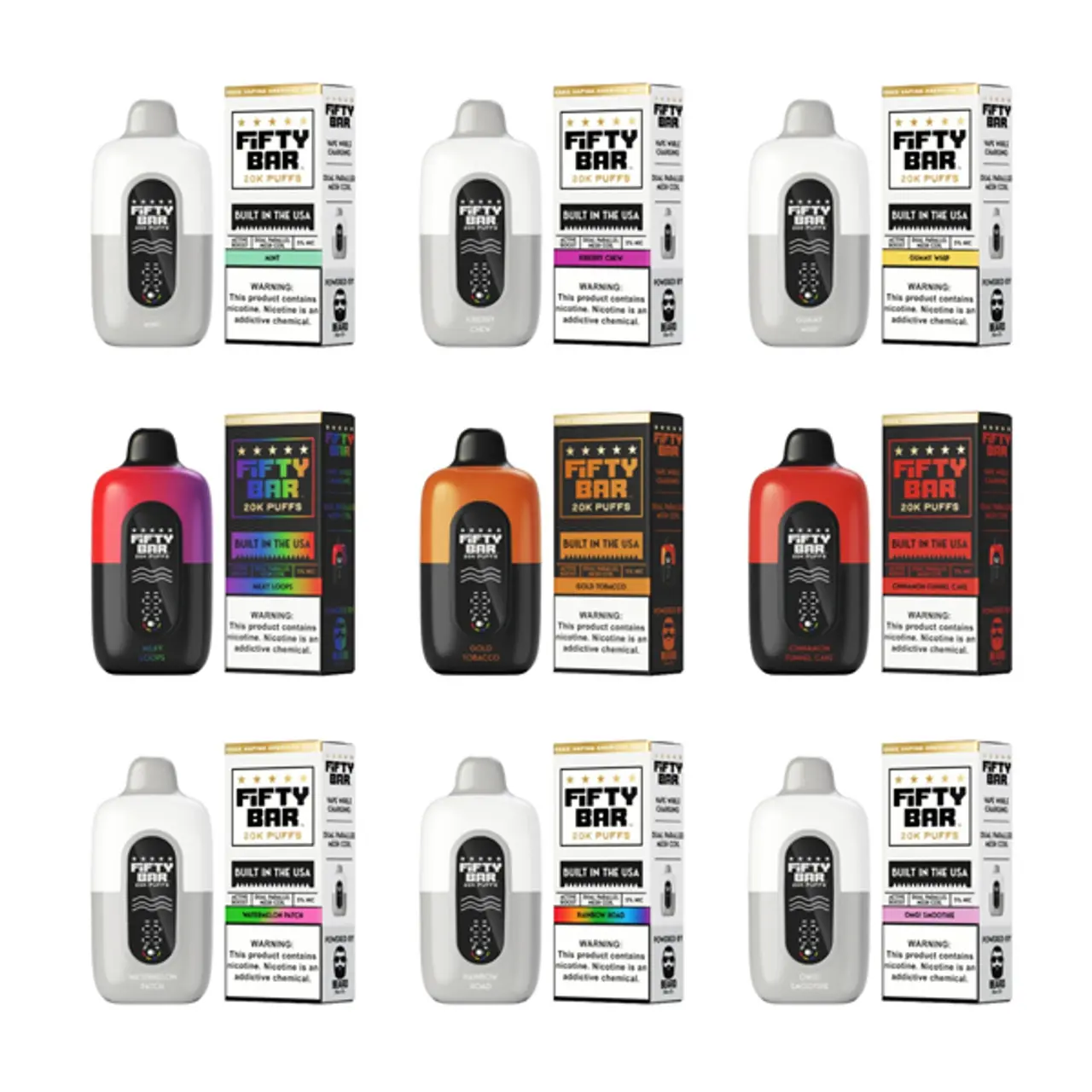 [Q-2001-19] FIFTY BAR 20000 PUFFS DISPOSABLE 5PK 16ML (Raspberry Jam)