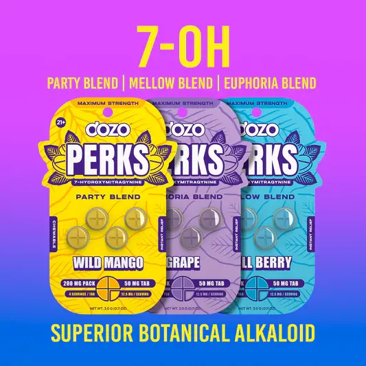 [Q-4788-06] DOZO PERKS 4CT 200MG 7-HYDROXYMITRAGYNINE 10PK (STRAWBERRY BANANA | EUPHORIA BLEND)