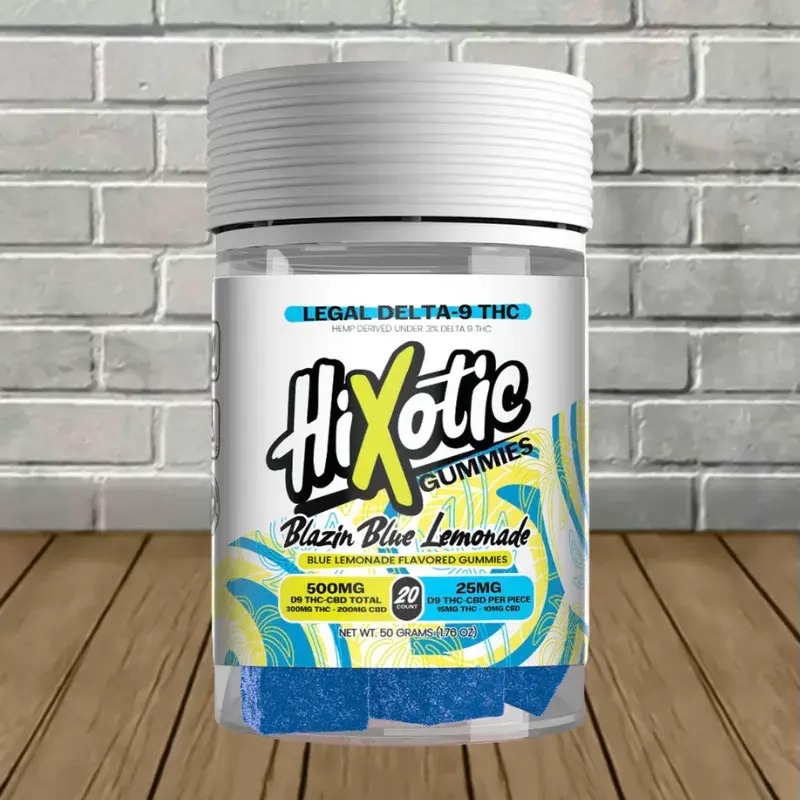 [T-1340-02] Hixotic Delta 9 THC + CBD Gummies 500mg  (Blazin Blue Lemonade)