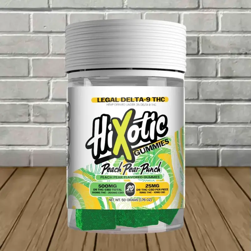 [T-1340-04] Hixotic Delta 9 THC + CBD Gummies 500mg  (Peach Pear Punch)