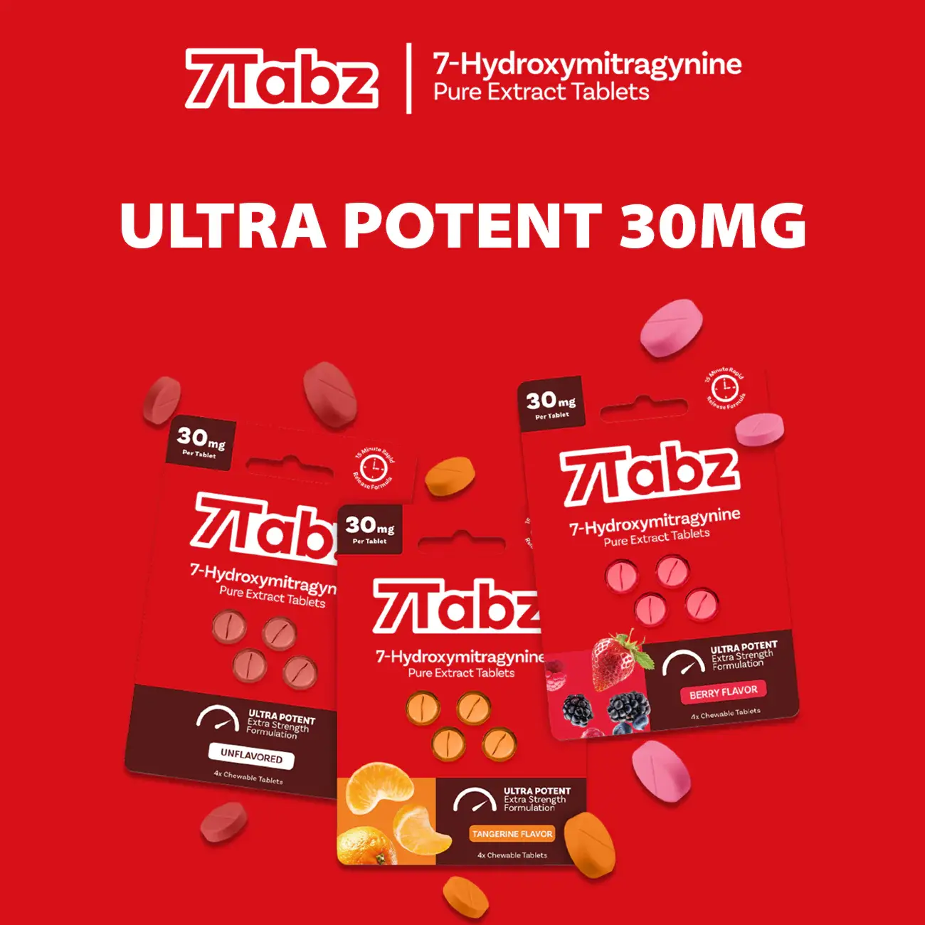 [T-1345-02] 7Tabz Extra Strength Pure Extract 30MG Per Tab single 40CT (Tangerine)