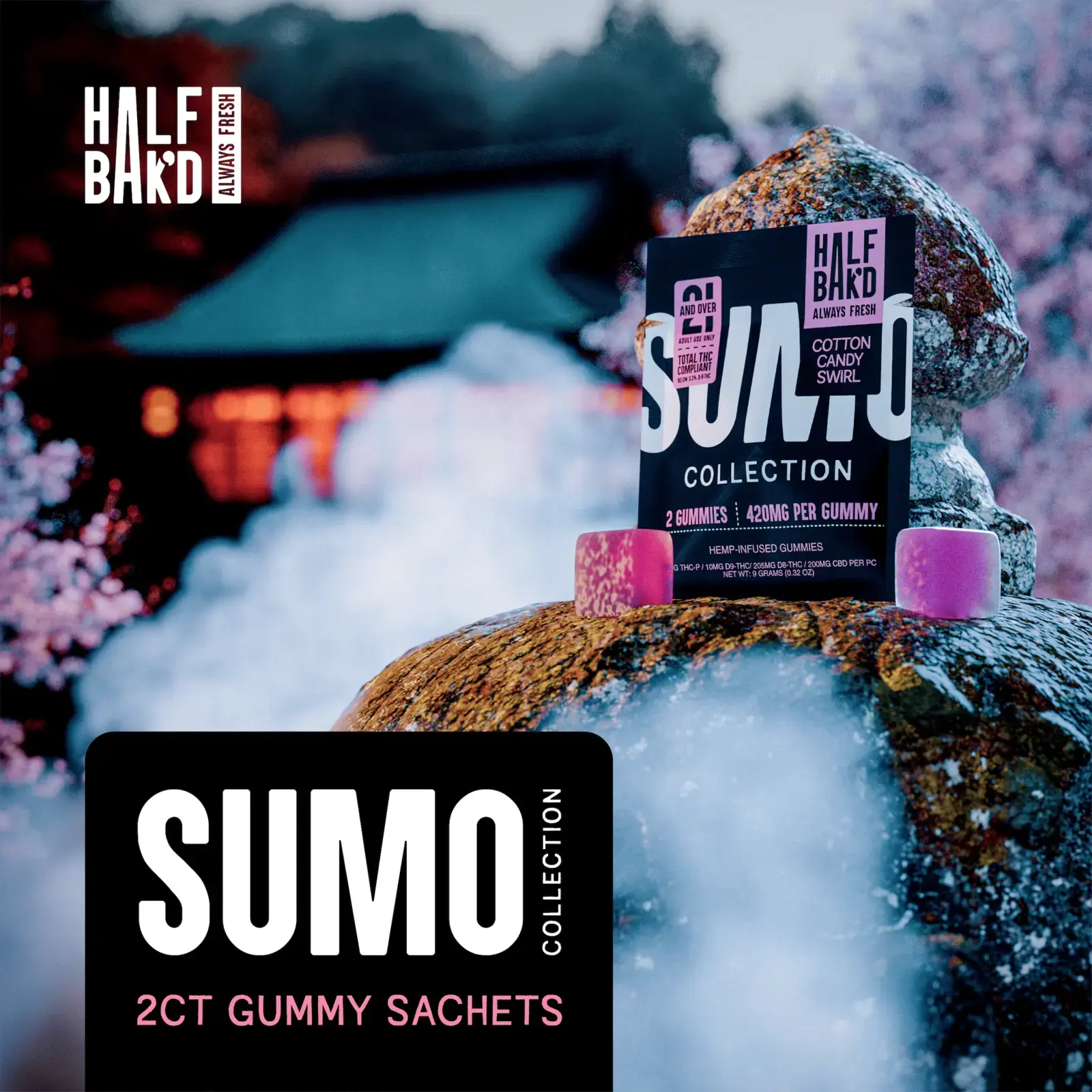 [T-1365-01]  Half Bak'd D9 SUMO SOUR'D Gummies 2CT - 30 Pack (Big Apple)