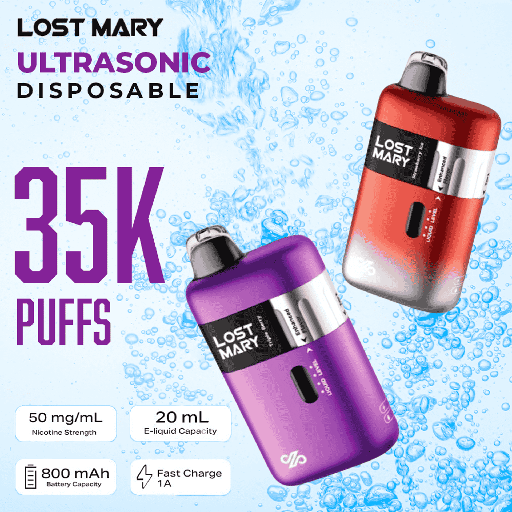 [T-1369-09] LOST MARY Ultrasonic 35000 Puff 5CT 20ML (Juicy Peach Ice)