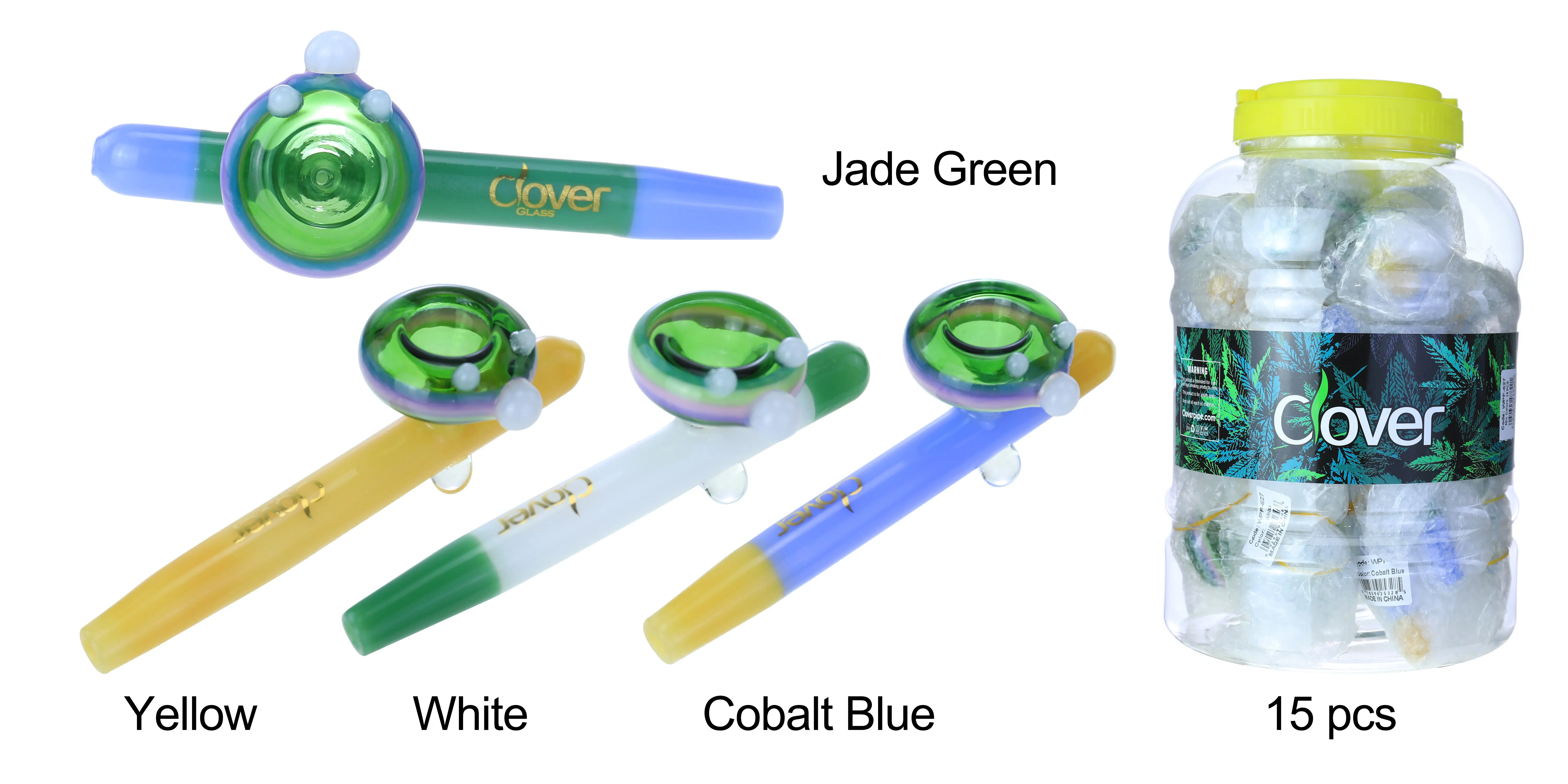 [T-1373-11] Clover Glass Hand Pipe 4.5 Inch Display 6PK (WPF-627)
