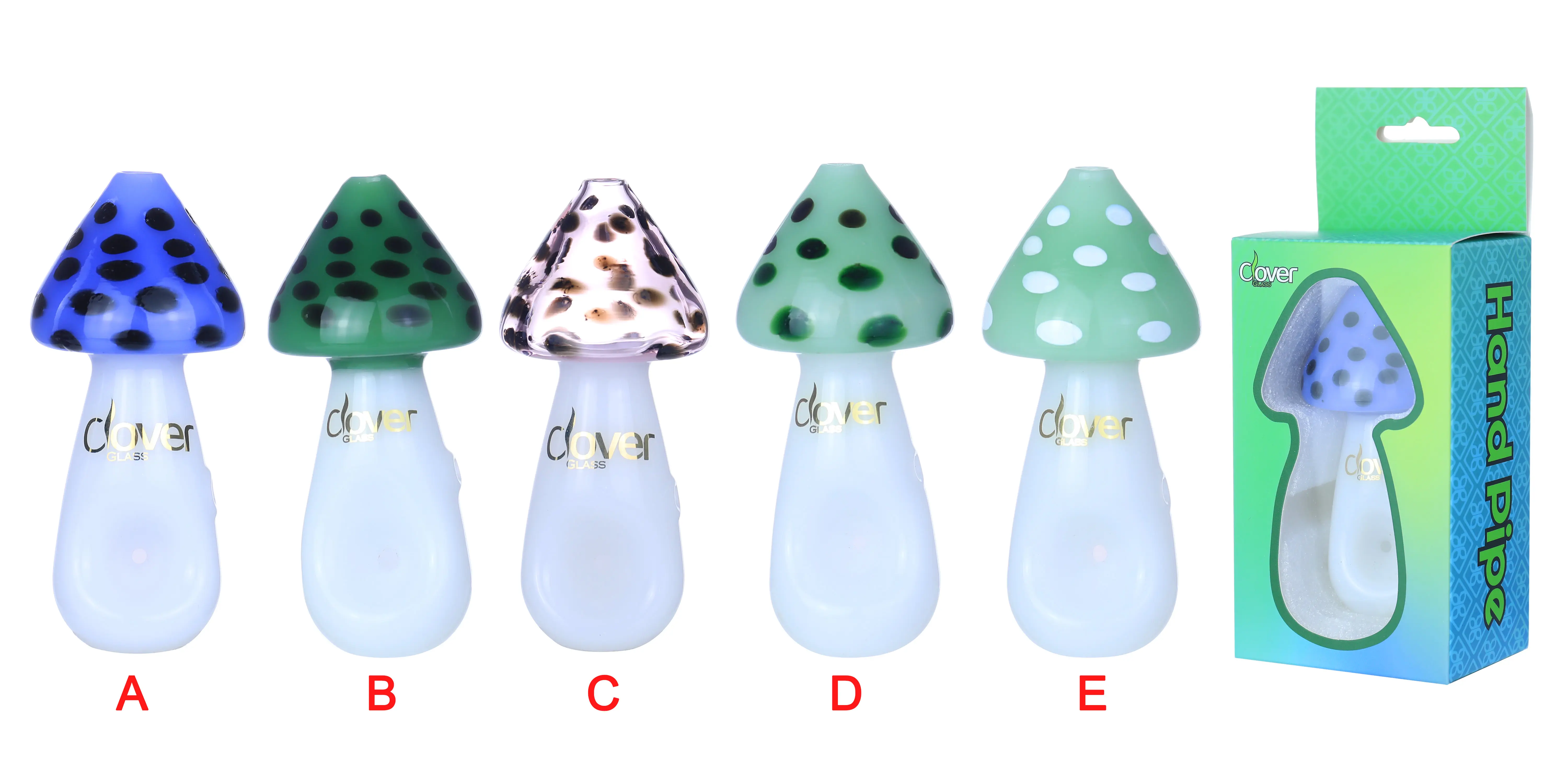 [T-1373-17] Clover Glass Hand Pipe 4.5 Inch Display 6PK (WPF-509)