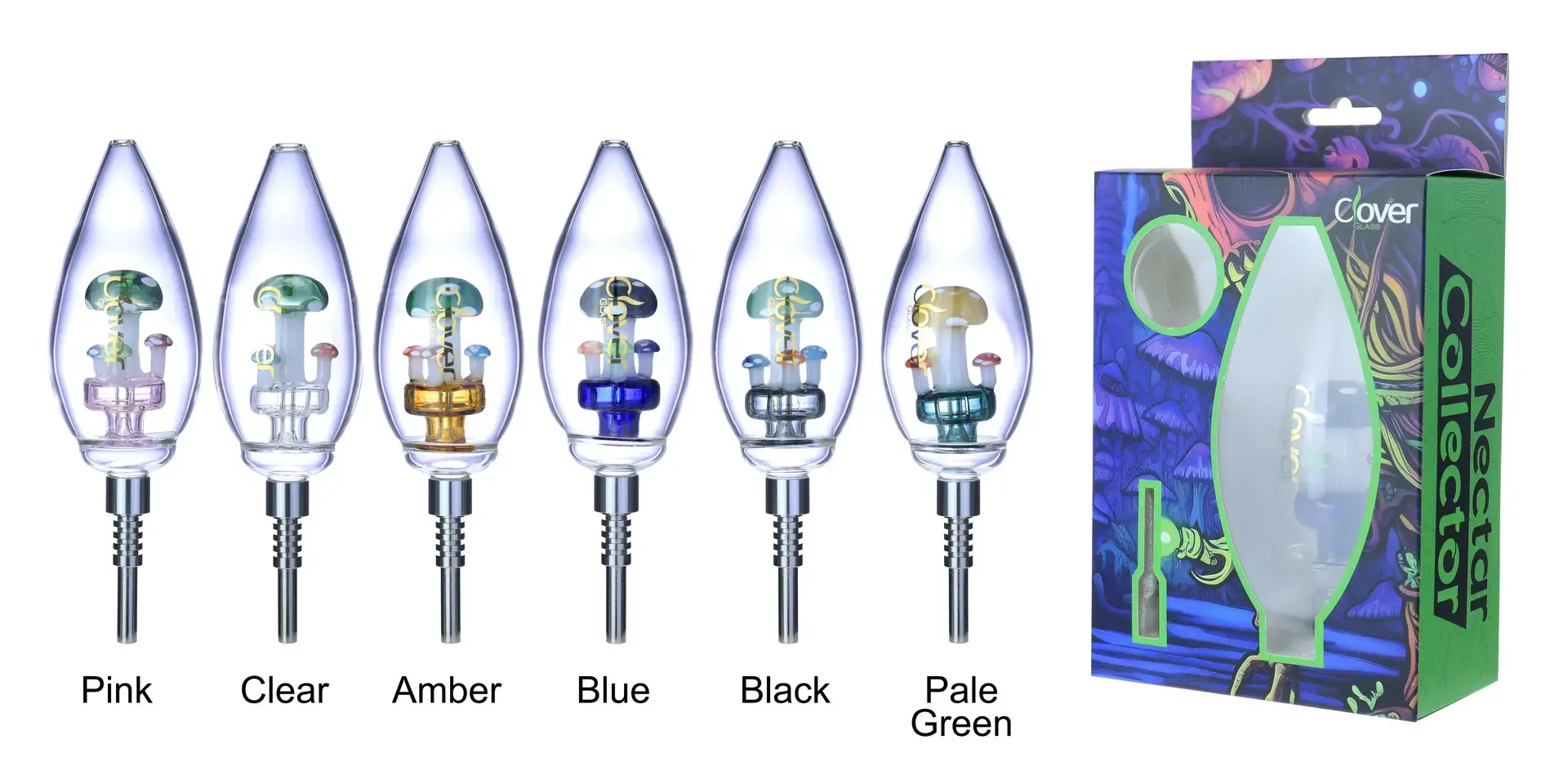 [T-1376-01] Clover Nectar Collector Mix Color Ceramic Nail A Display (NC-290)