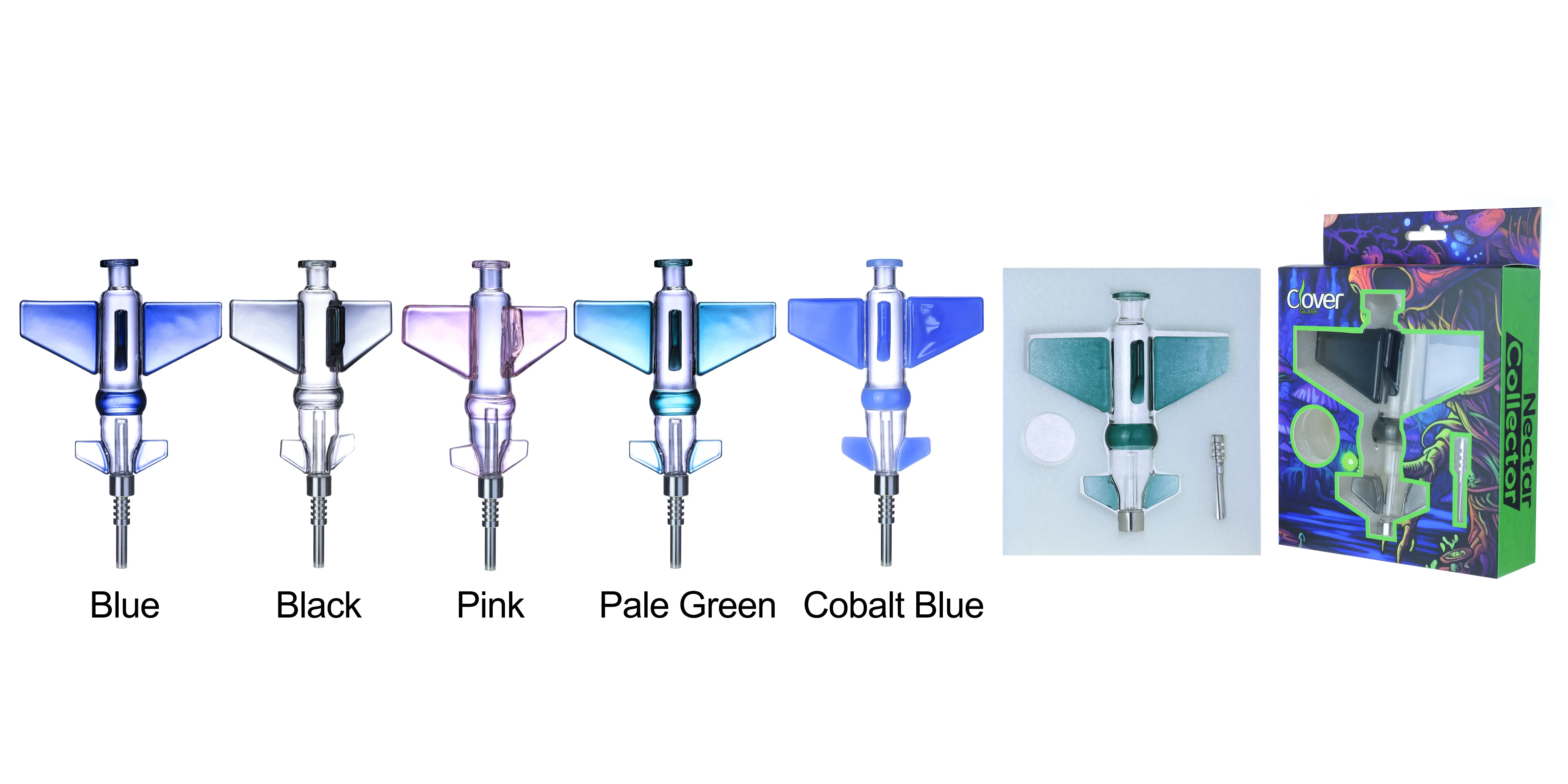 [T-1376-02] Clover Nectar Collector Mix Color Ceramic Nail 6PK A Display (NC-291)