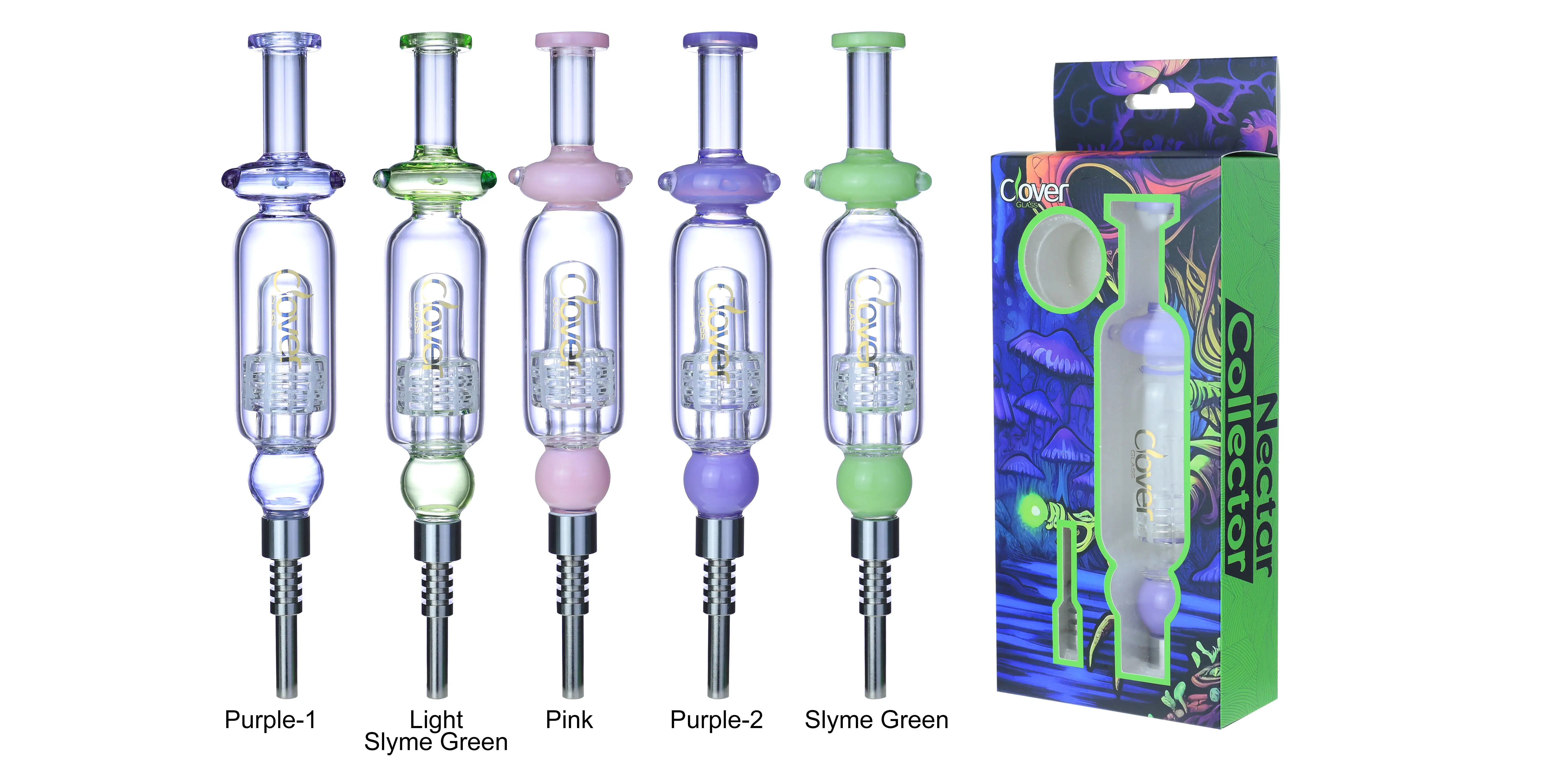 [T-1376-03] Clover Nectar Collector Mix Color Ceramic Nail 6PK A Display (NC-292)