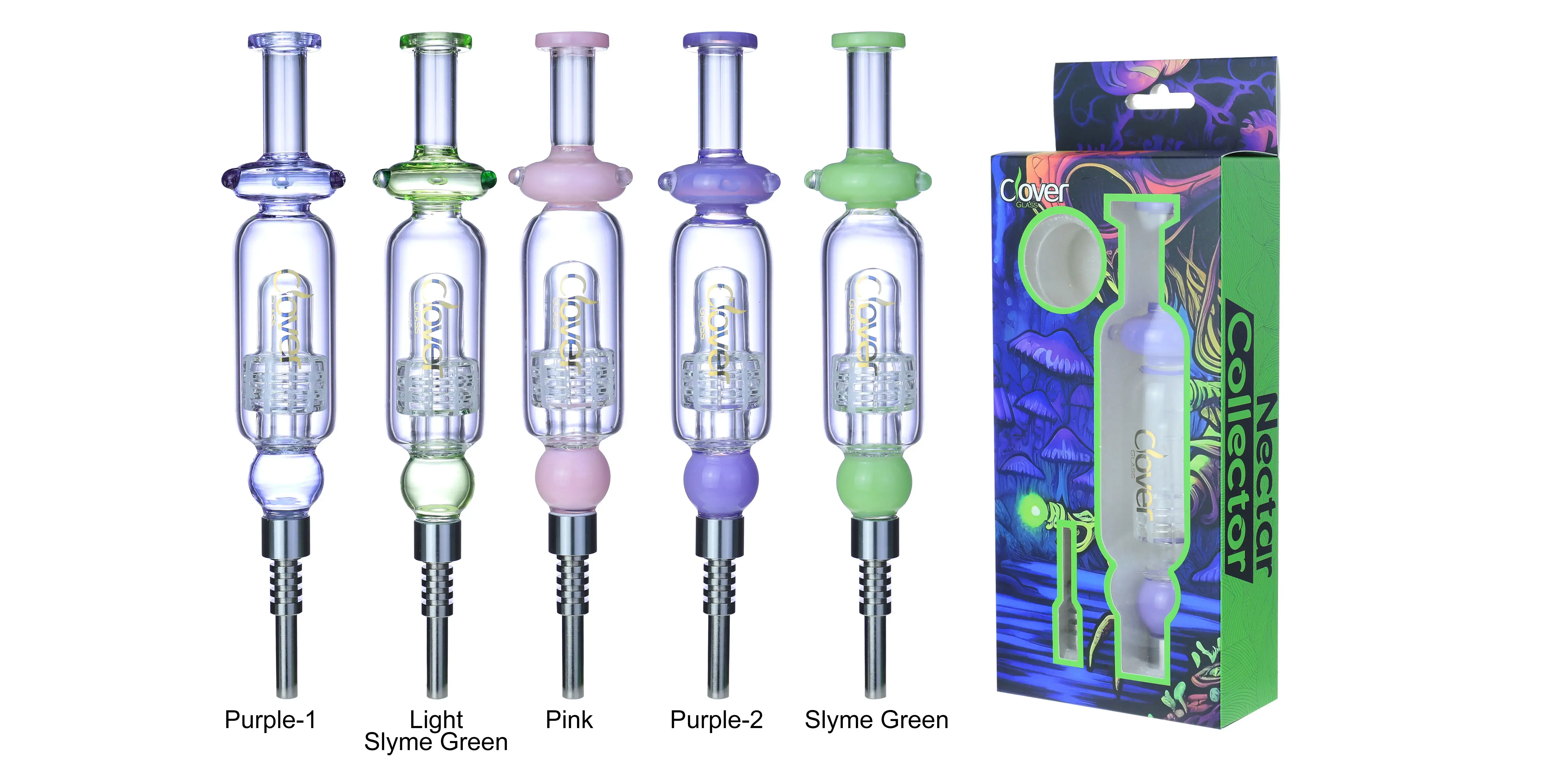 [T-1376-03] Clover Nectar Collector Mix Color Ceramic Nail A Display (NC-292)