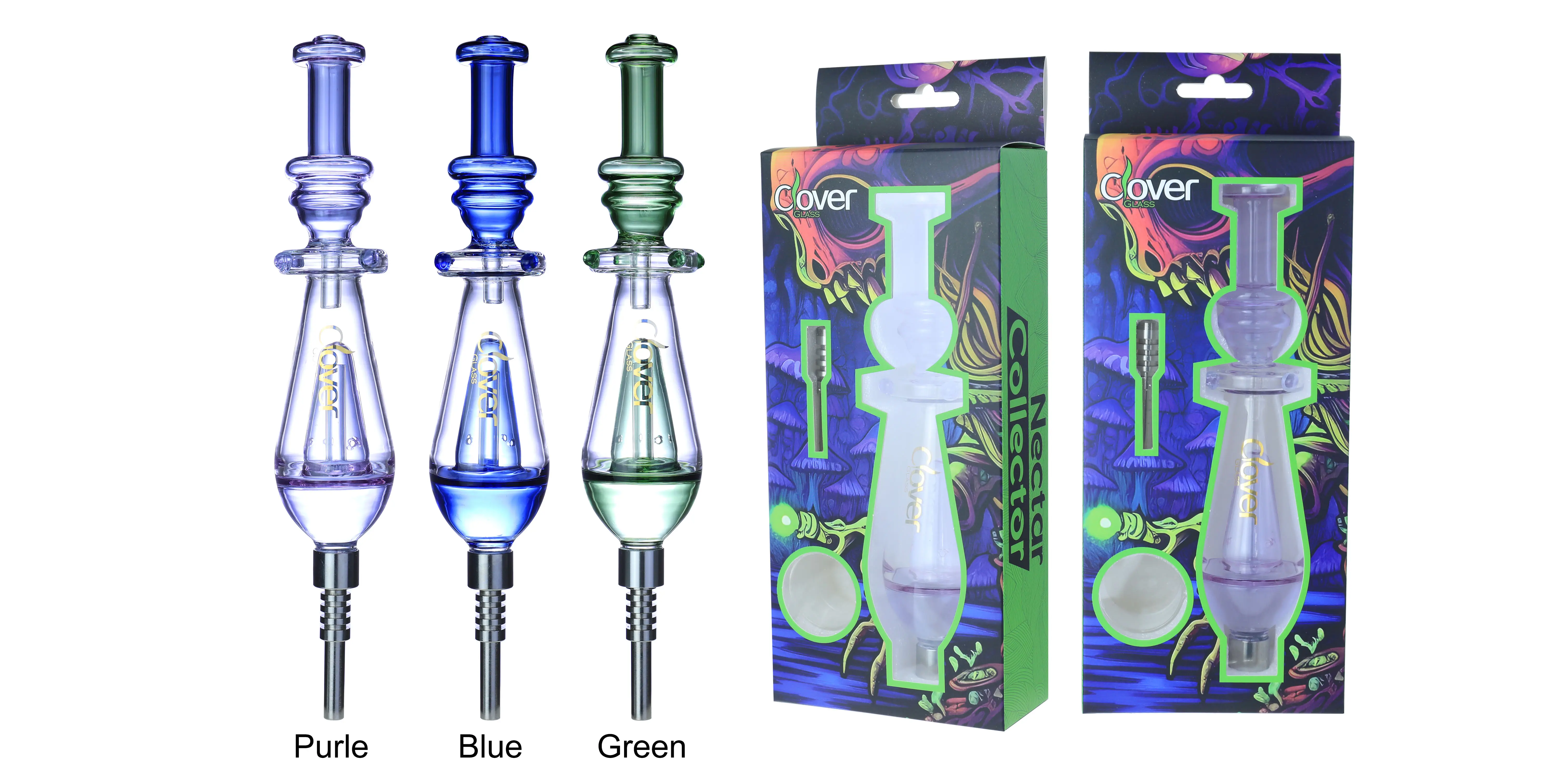 [T-1376-04] Clover Nectar Collector Mix Color Ceramic Nail 6PK A Display (NC-293)