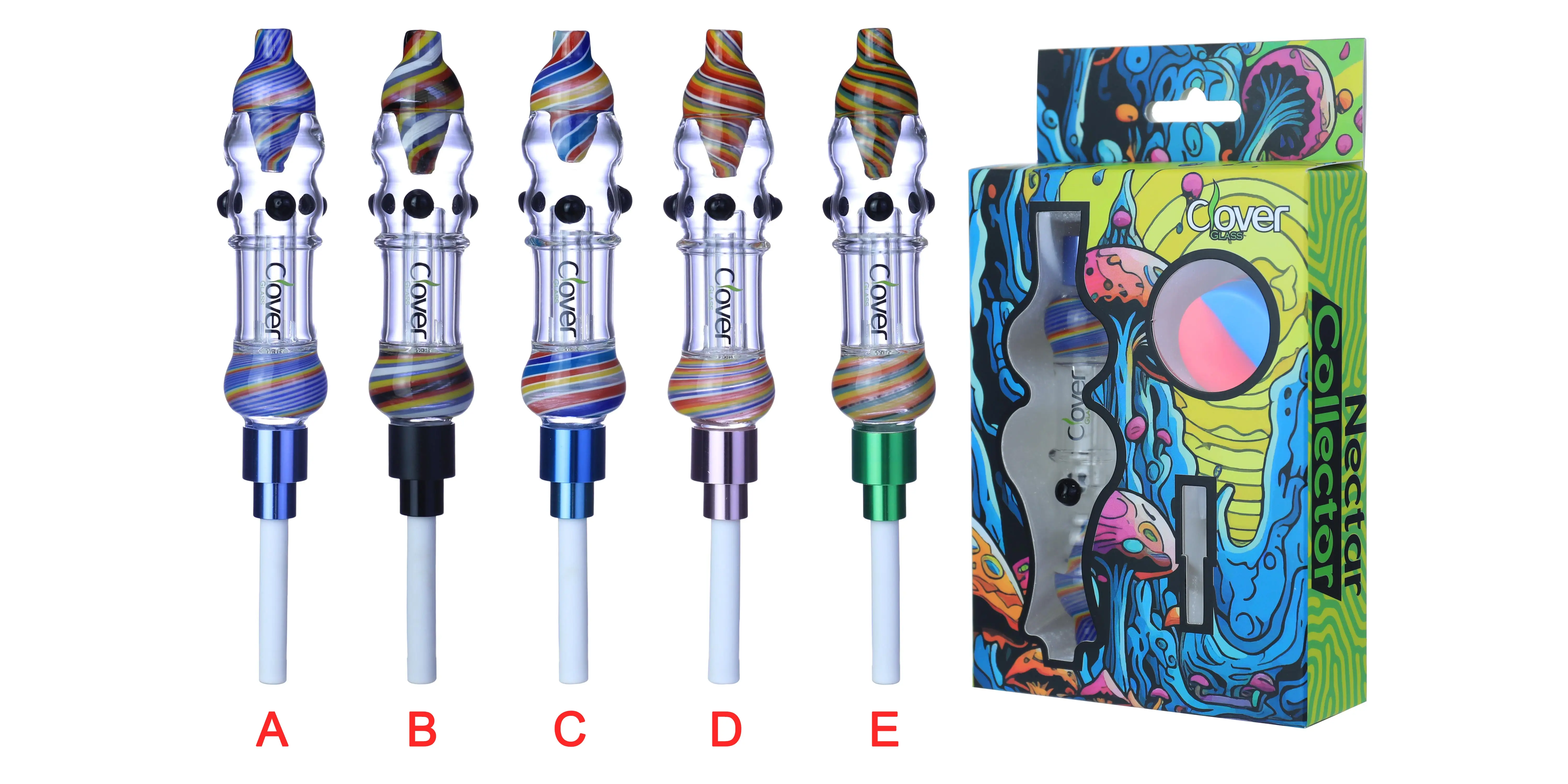 [T-1376-05] Clover Nectar Collector Mix Color Ceramic Nail 6PK A Display (NC-279)