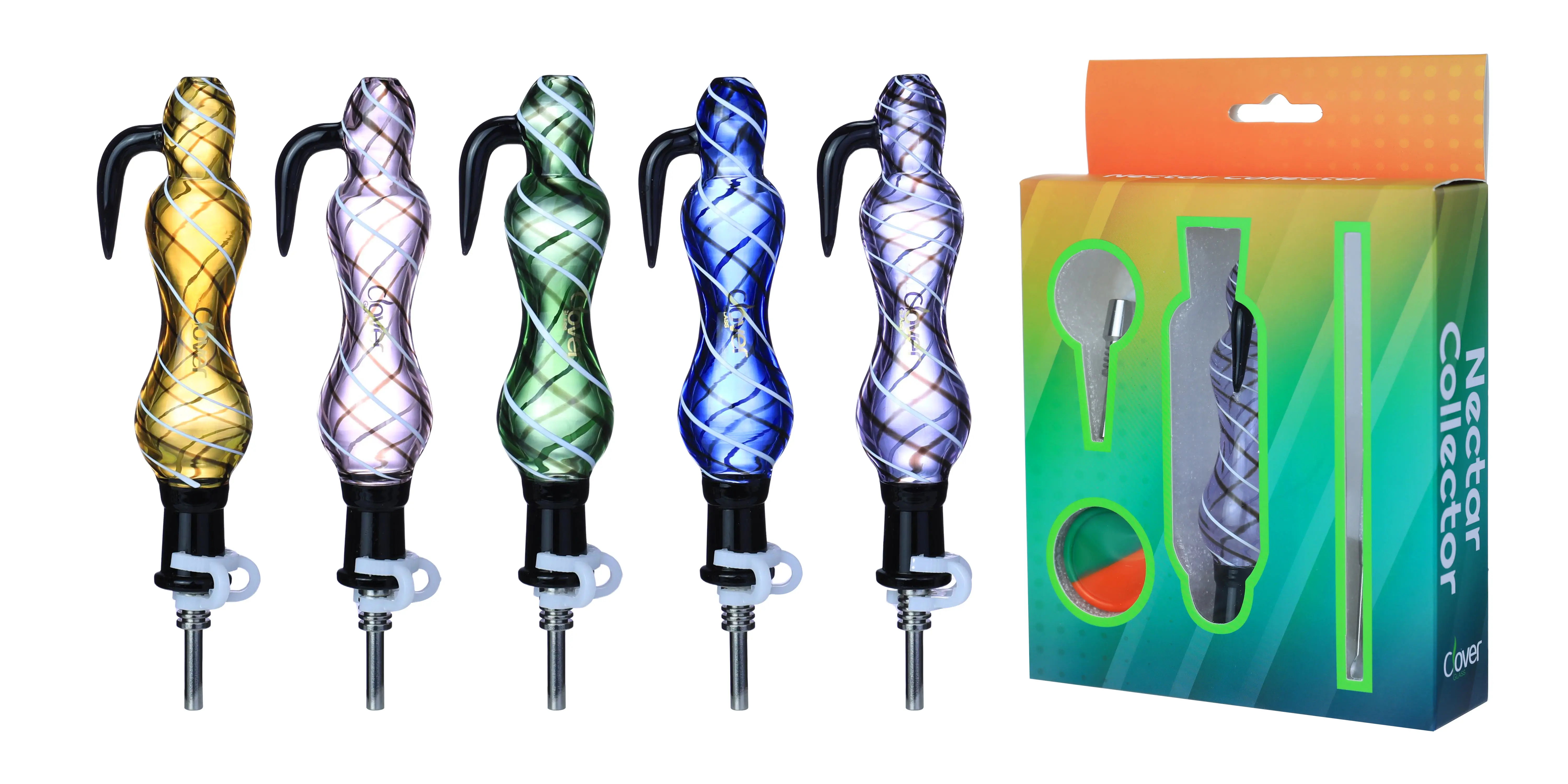 [T-1376-08] Clover Nectar Collector Mix Color Ceramic Nail 6PK A Display (NC-271)