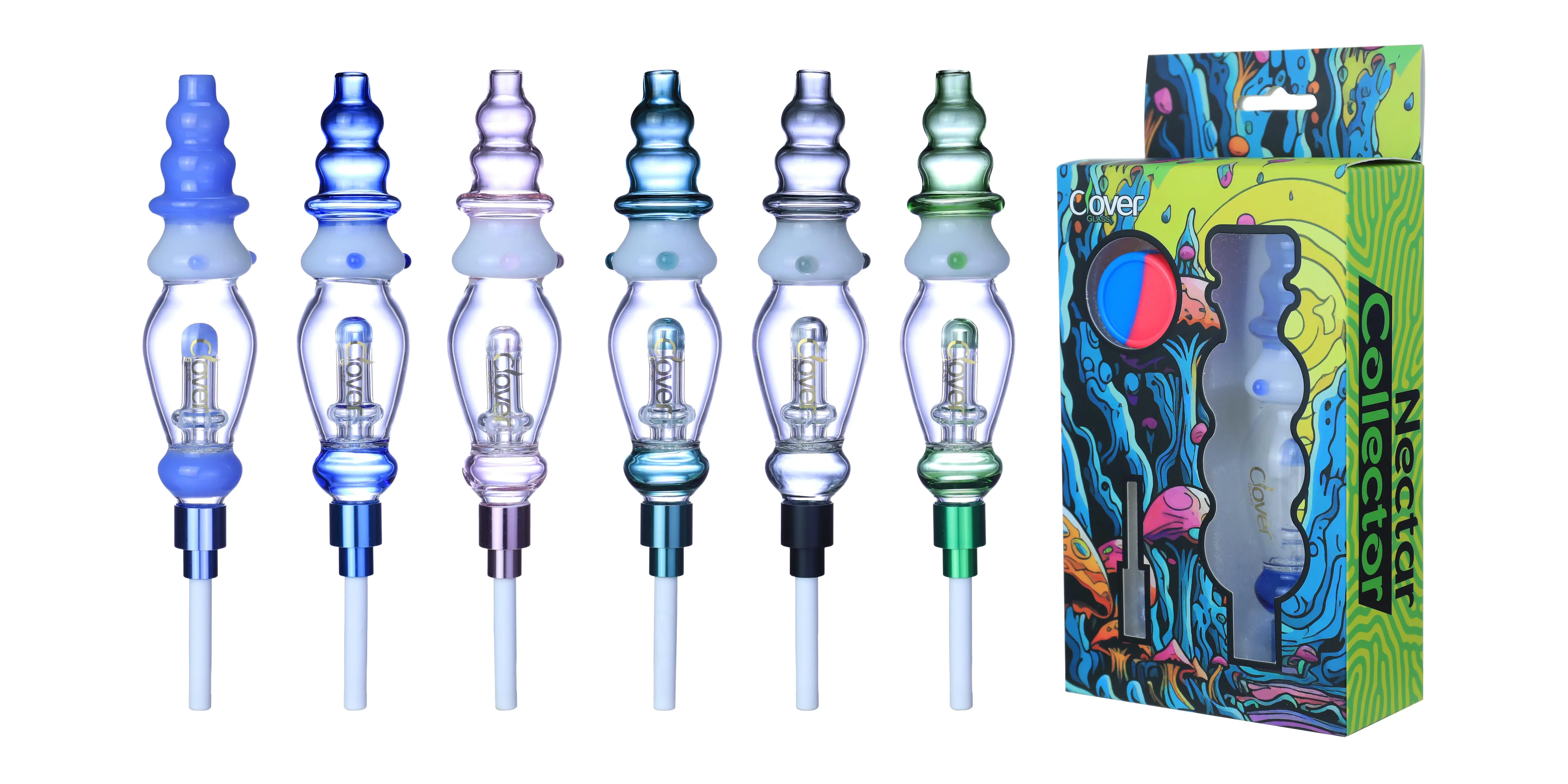 [T-1376-09] Clover Nectar Collector Mix Color Ceramic Nail 6PK A Display (NC-261)