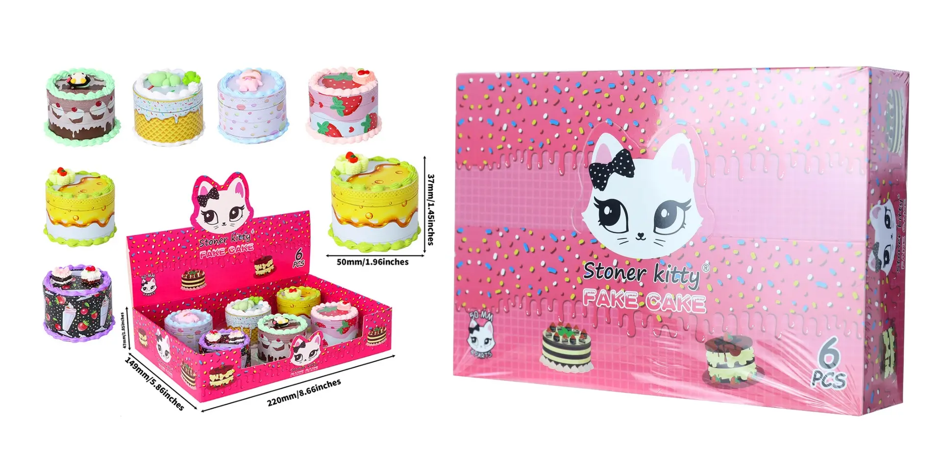 [T-1377-01] Clover Grinder Zinc Alloy  4 Part 6PC Display (GX-2381 50*43MM)