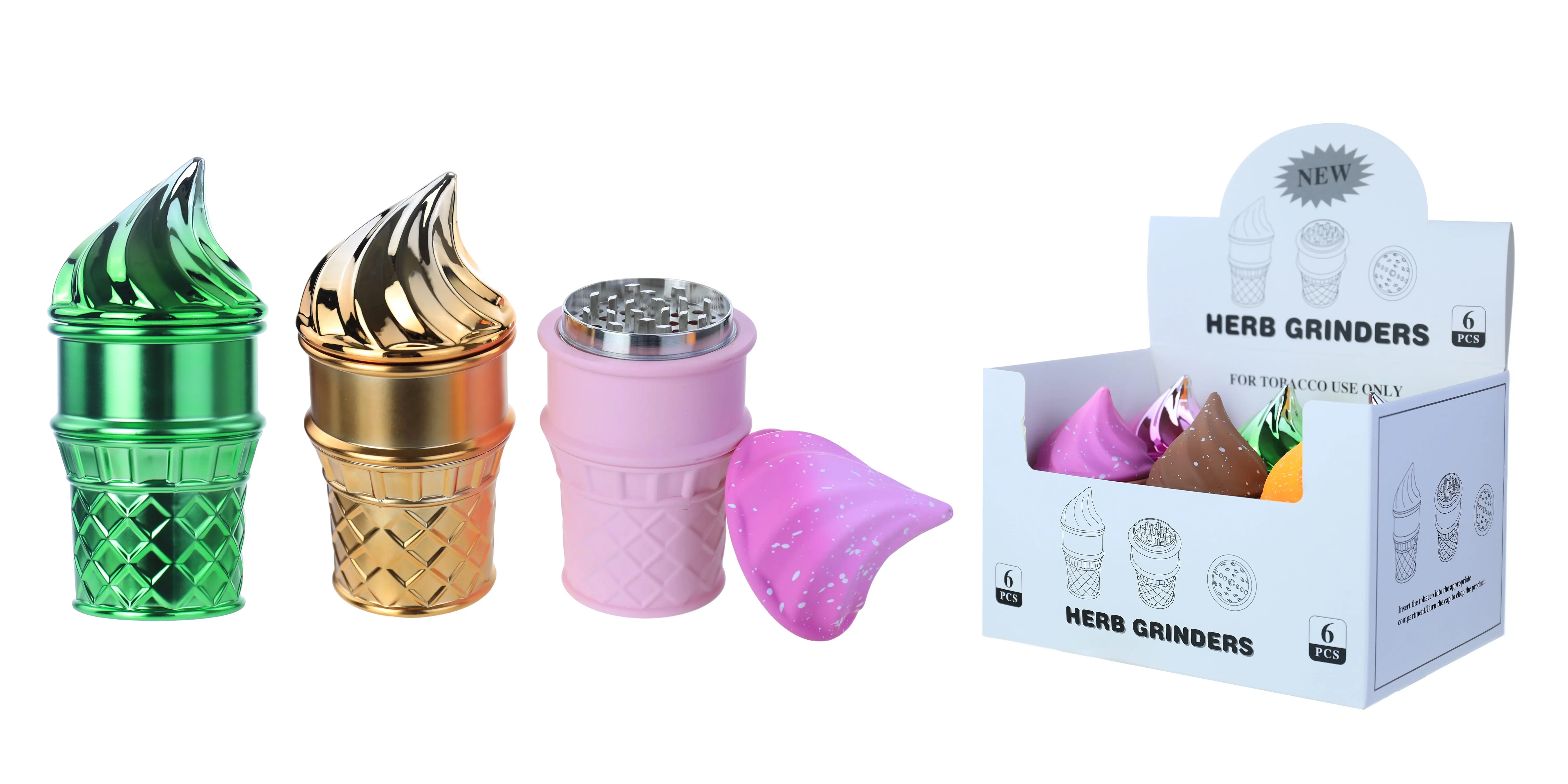 [T-1377-07] Clover Grinder Zinc Alloy  4 Part 12PC Display (GX-2506 61*123MM)