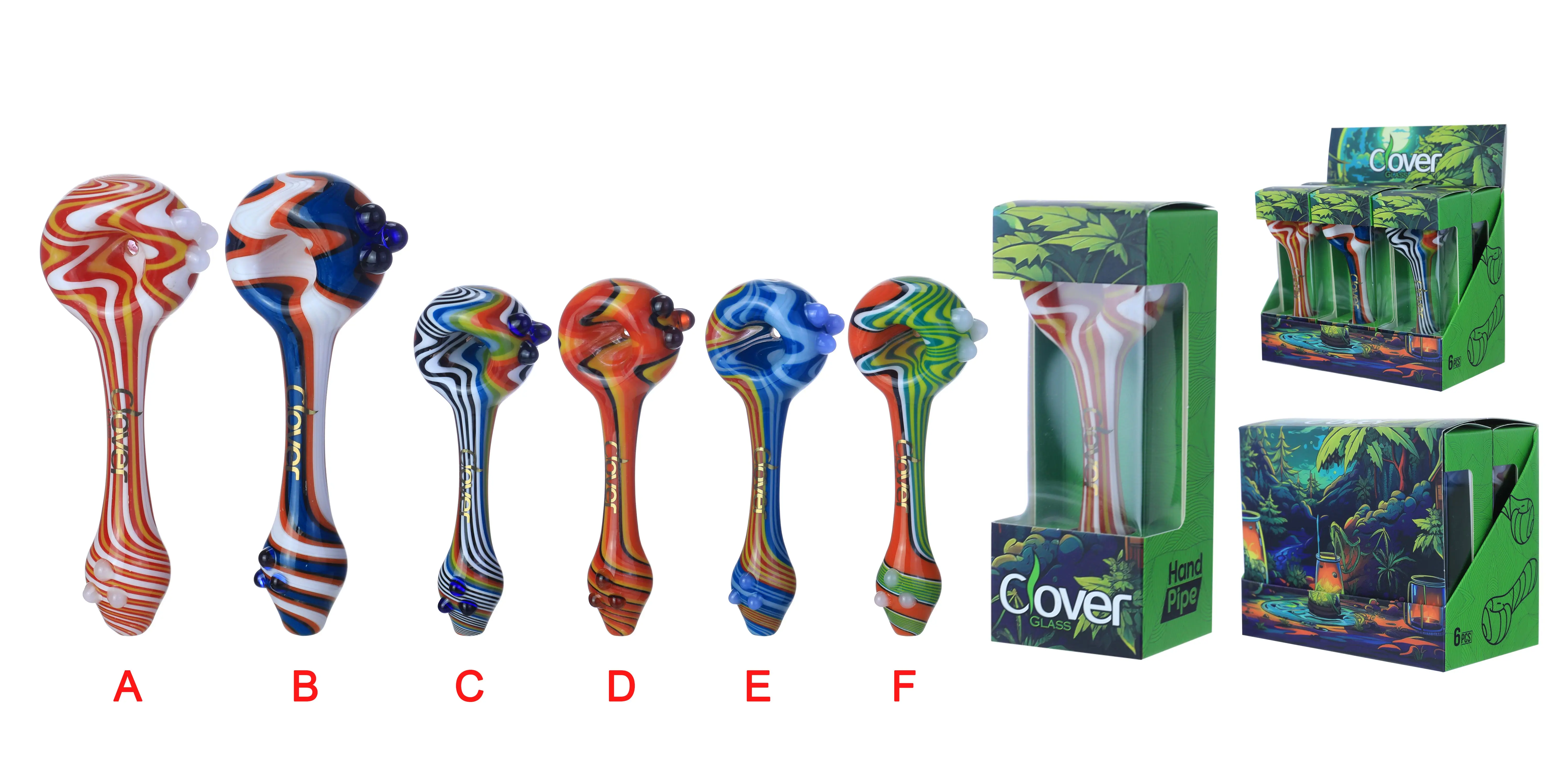[T-1375-11] CLOVER HAND PIPE AMERICAN COLOR ROD 6PK DISPLAY (4.5Inch WPF-922)