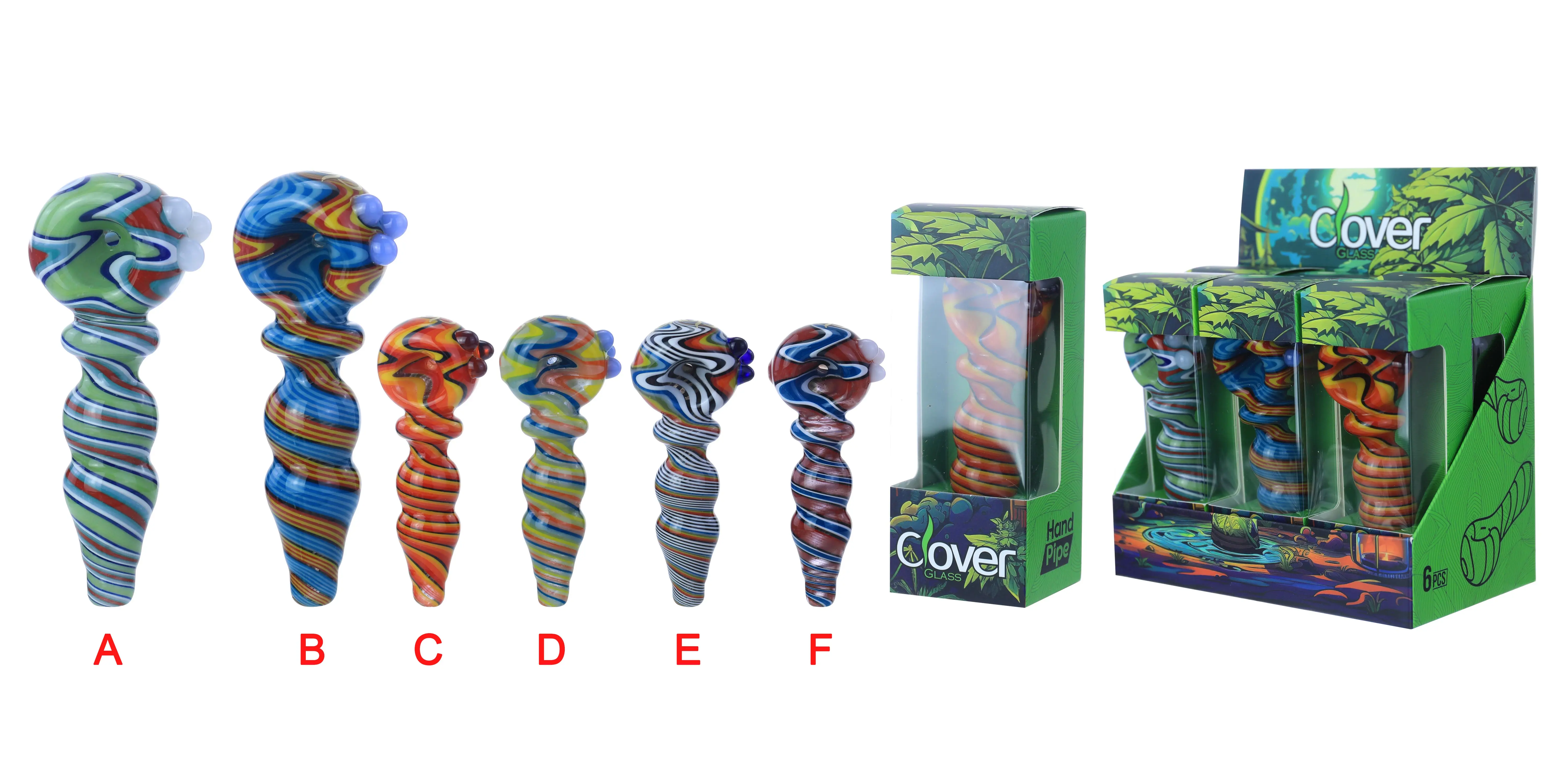 [T-1375-13] CLOVER HAND PIPE AMERICAN COLOR ROD 6PK DISPLAY (4.5Inch WPF-924)