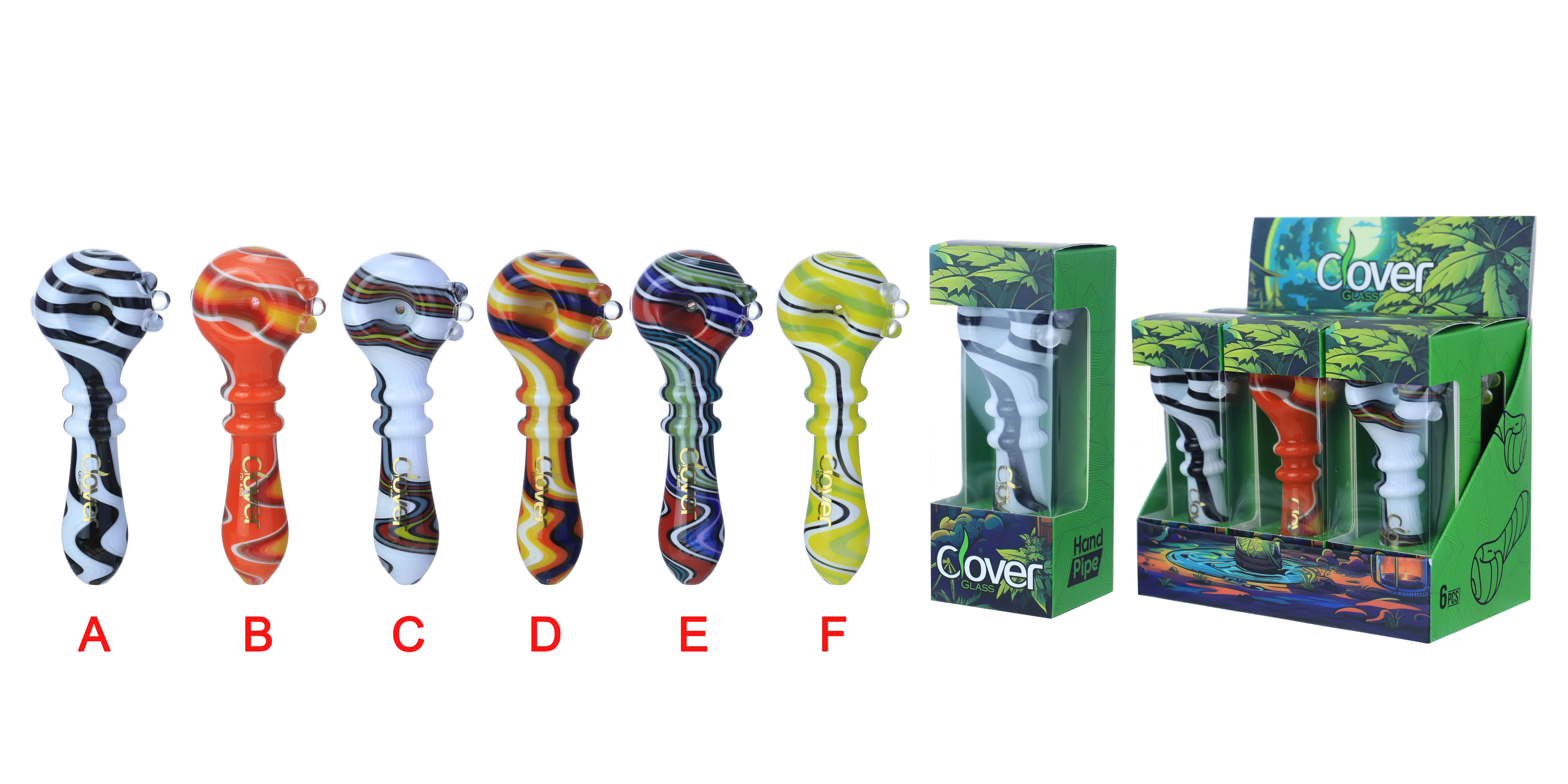 [T-1375-16] CLOVER HAND PIPE AMERICAN COLOR ROD 6PK DISPLAY (4Inch WPF-451)