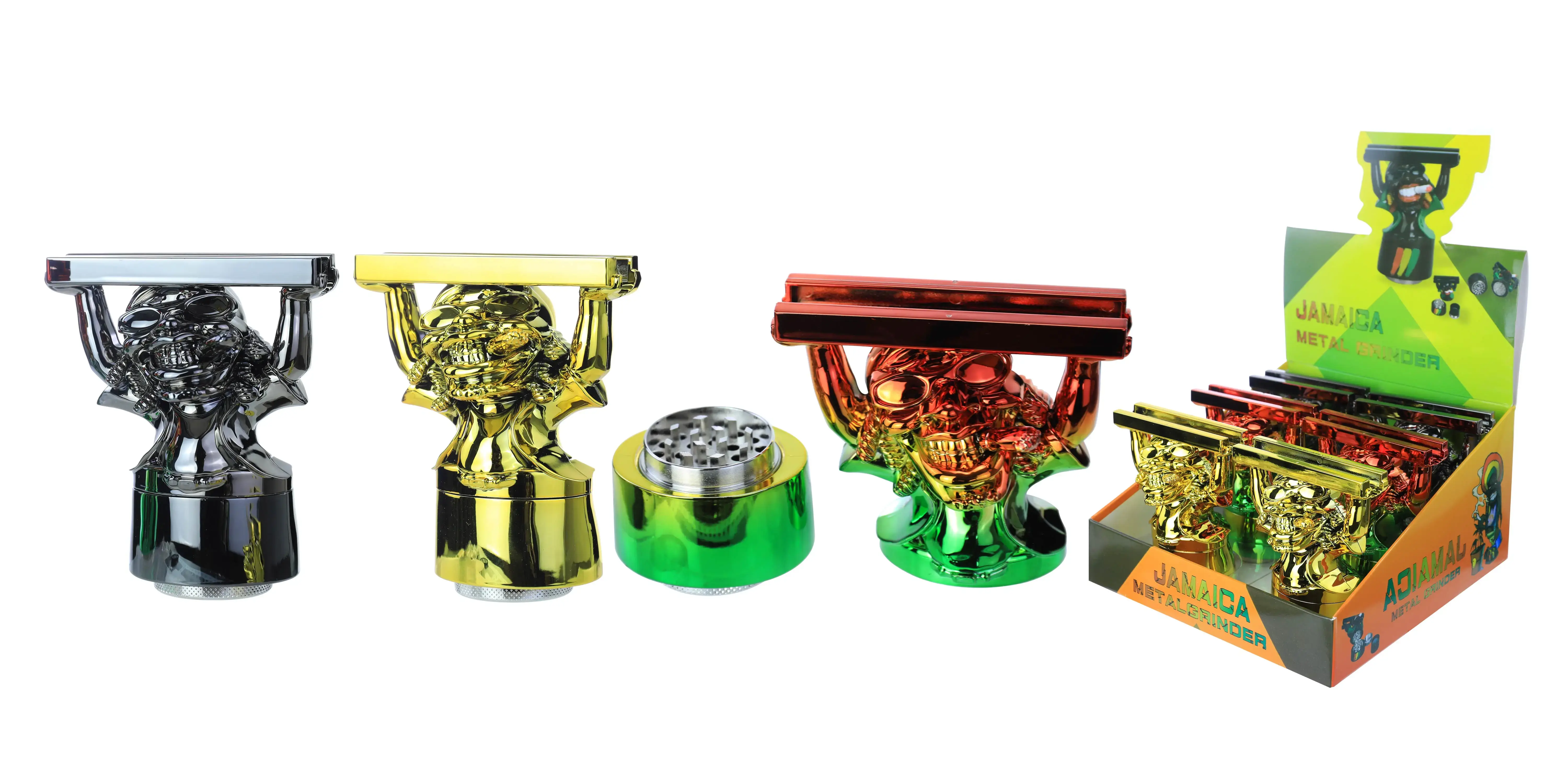 [T-1389-07] Clover Grinder Zinc Alloy  4 Part 6PC Display (GX-2485 102*118MM)