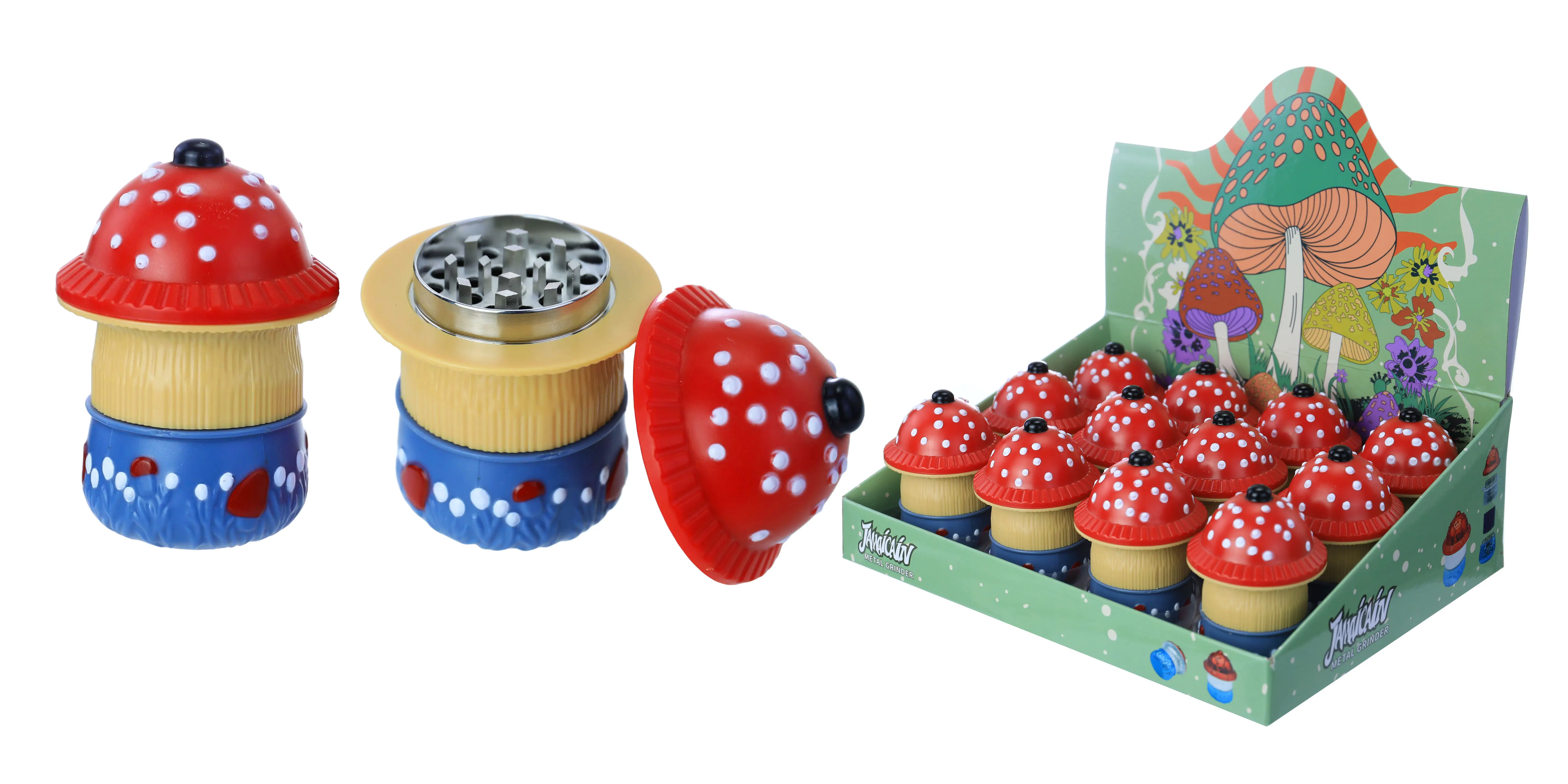 [T-1377-08] Clover Grinder Zinc Alloy  4 Part 12PC Display (GX-2484 59*84MM)