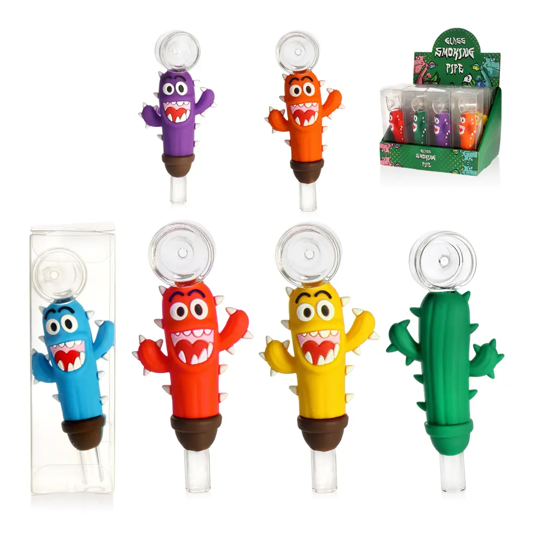 [T-1393-01] Hittn Silicone Hand Pipe Display of 12 (SC29)