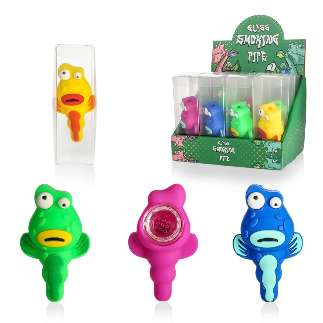 [T-1393-04] Hittn Silicone Hand Pipe Display of 12 (SC32)