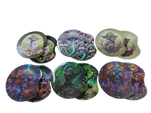 [T-1399-08] Rolling Tray  With Lid 17*18cm  (Monster Smoking)