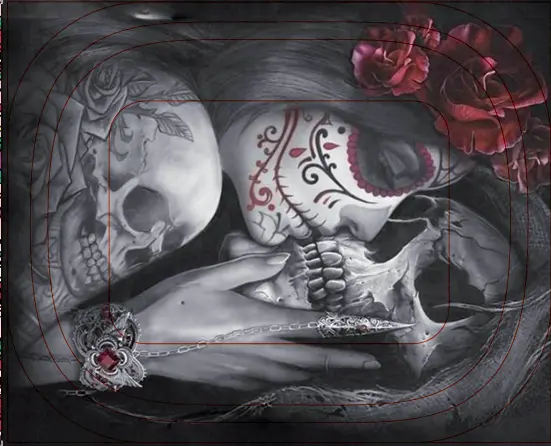 [T-1401-04] Rolling Tray18*14*1.5cm (Skull With Lady)